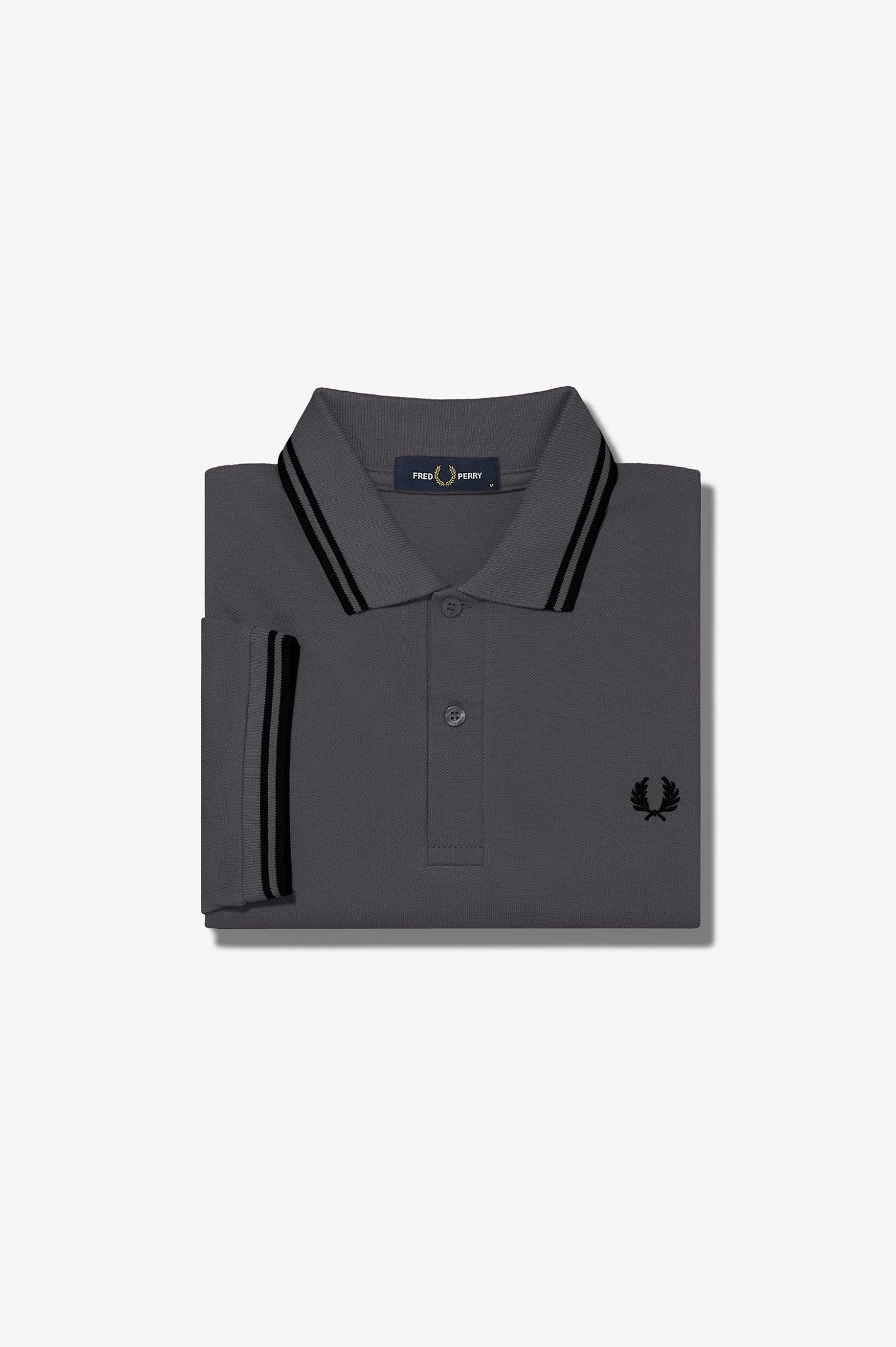 Fred Perry Slim Fit Twin Tipped Polo Gunmetal / Black / Black