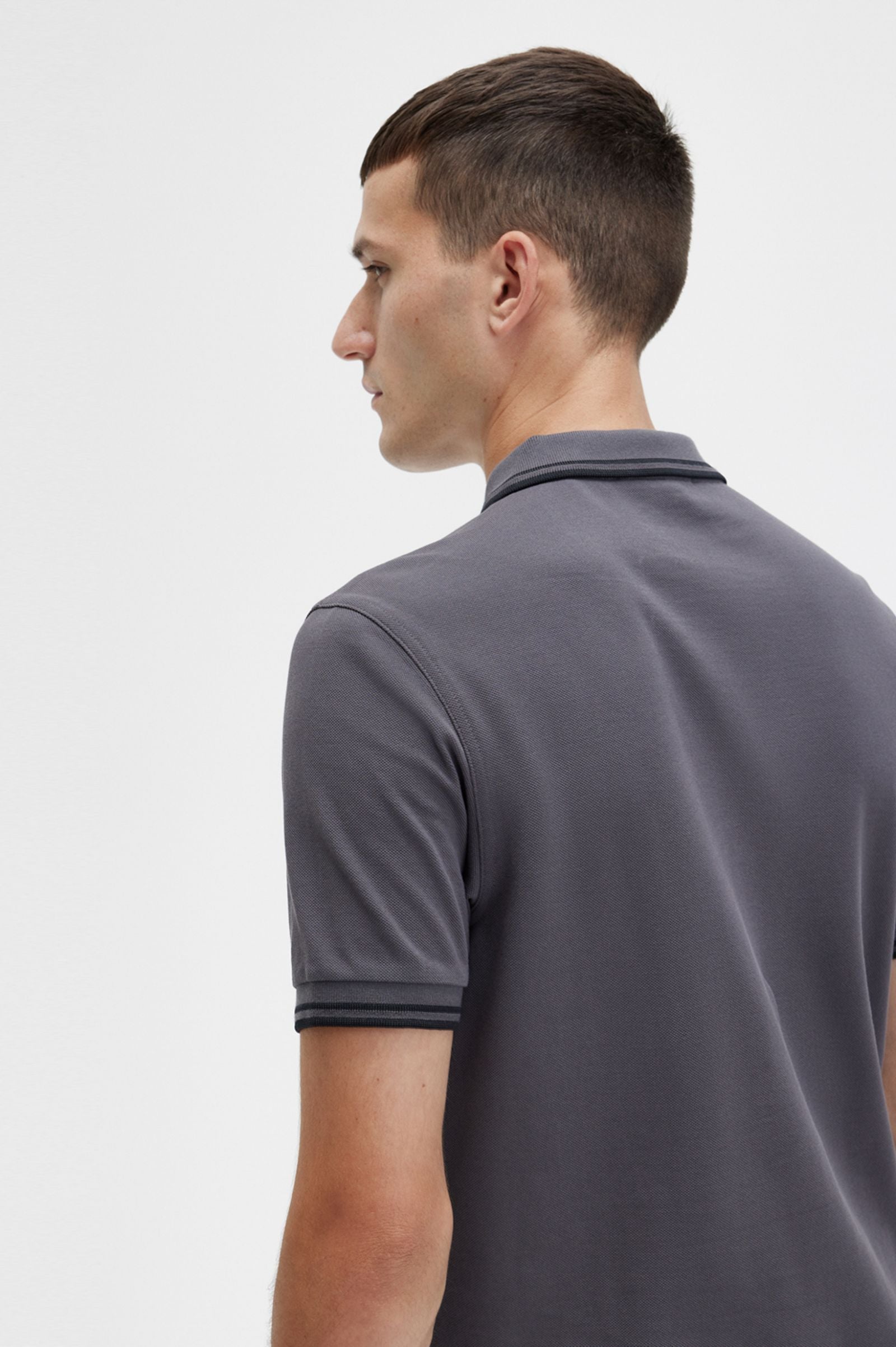 Fred Perry Slim Fit Twin Tipped Polo Gunmetal / Black / Black