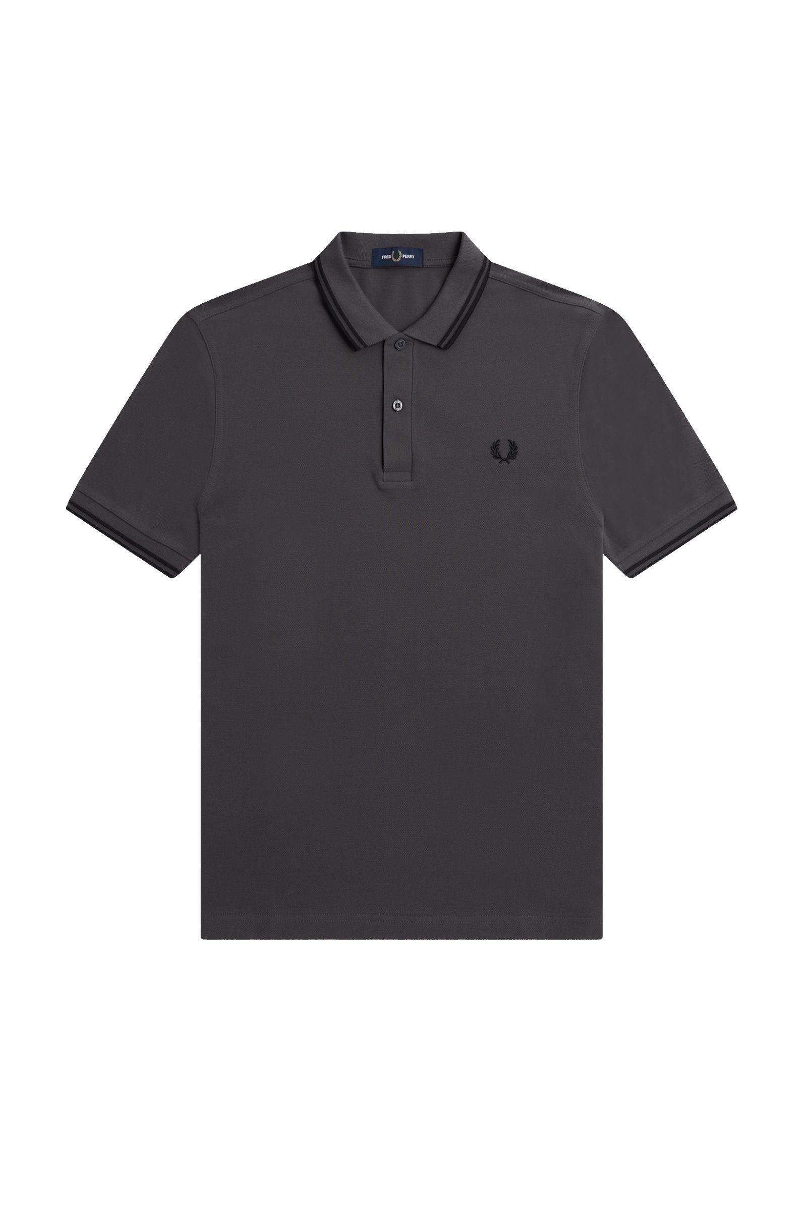 Fred Perry Slim Fit Twin Tipped Polo Gunmetal / Black / Black