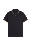 Fred Perry Slim Fit Twin Tipped Polo Black / Shaded Stone / Shaded Stone