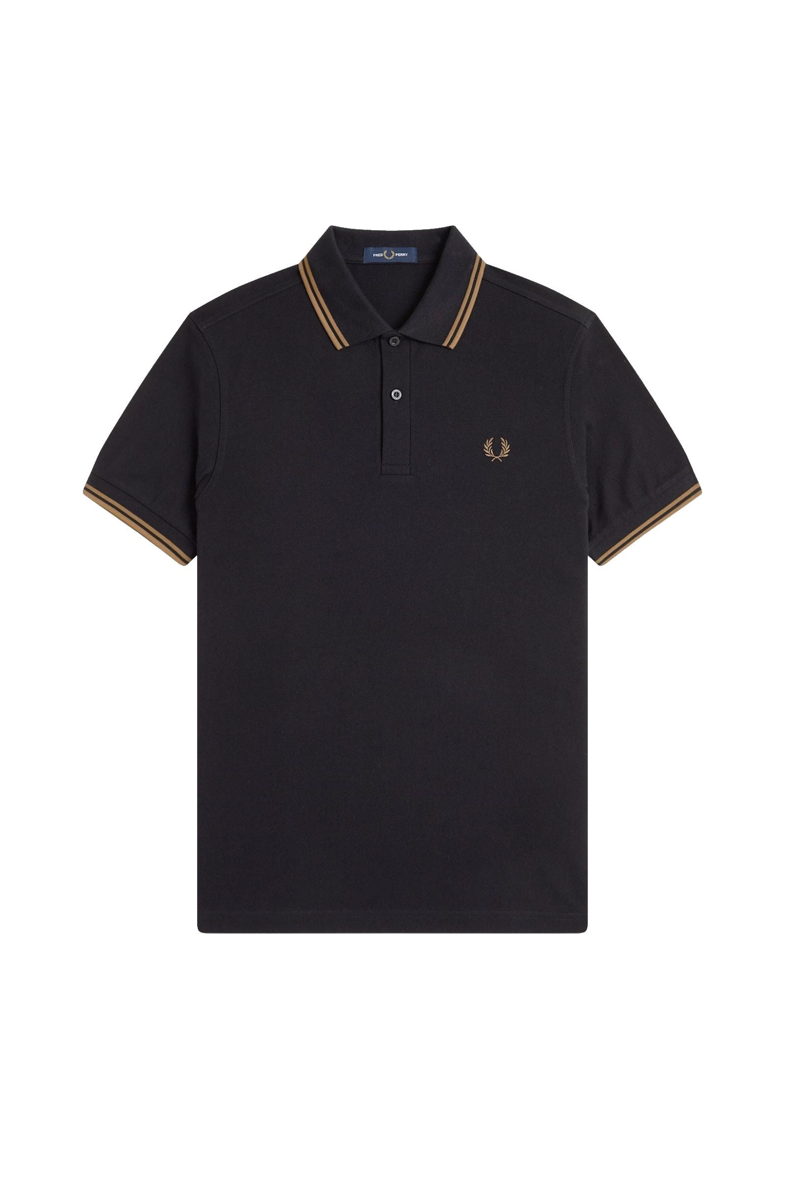 Fred Perry Slim Fit Twin Tipped Polo Black / Shaded Stone / Shaded Stone