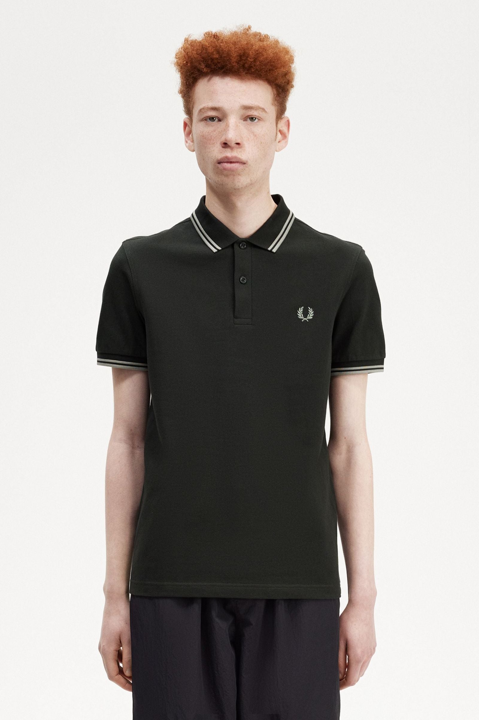 Fred Perry Slim Fit Twin Tipped Polo Night Green / Seagrass / Seagrass