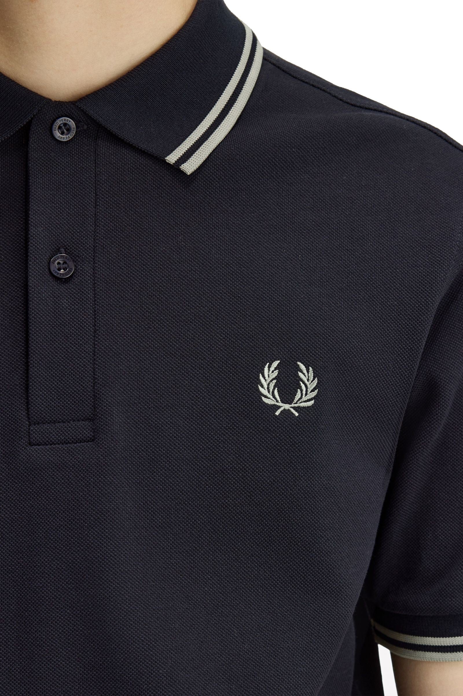 Fred Perry Slim Fit Twin Tipped Polo Navy / Seagrass / Seagrass