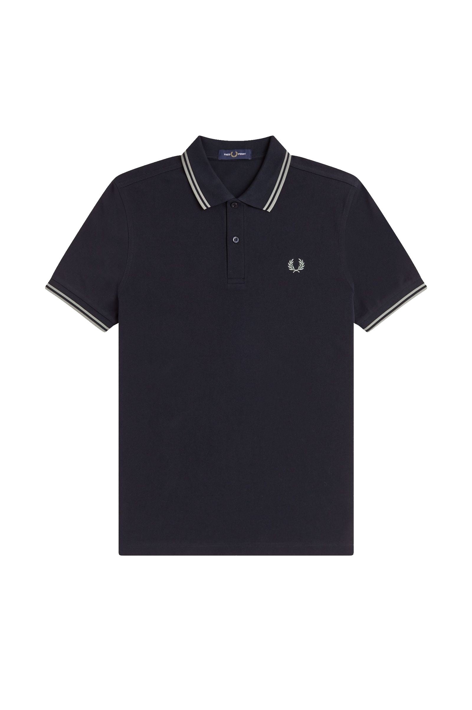 Fred Perry Slim Fit Twin Tipped Polo Navy / Seagrass / Seagrass
