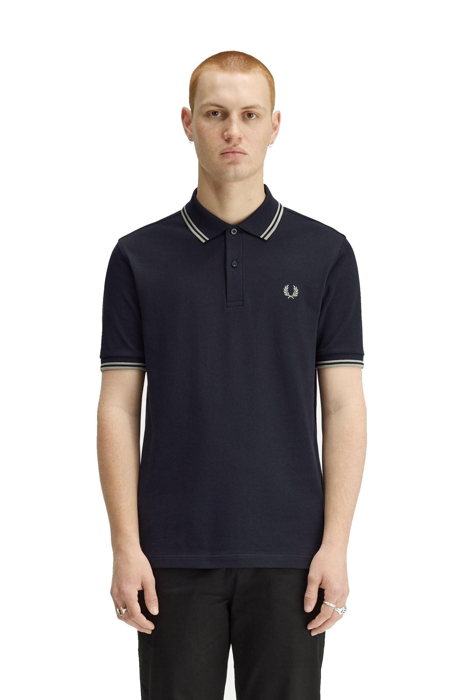 Fred Perry Slim Fit Twin Tipped Polo Navy / Seagrass / Seagrass