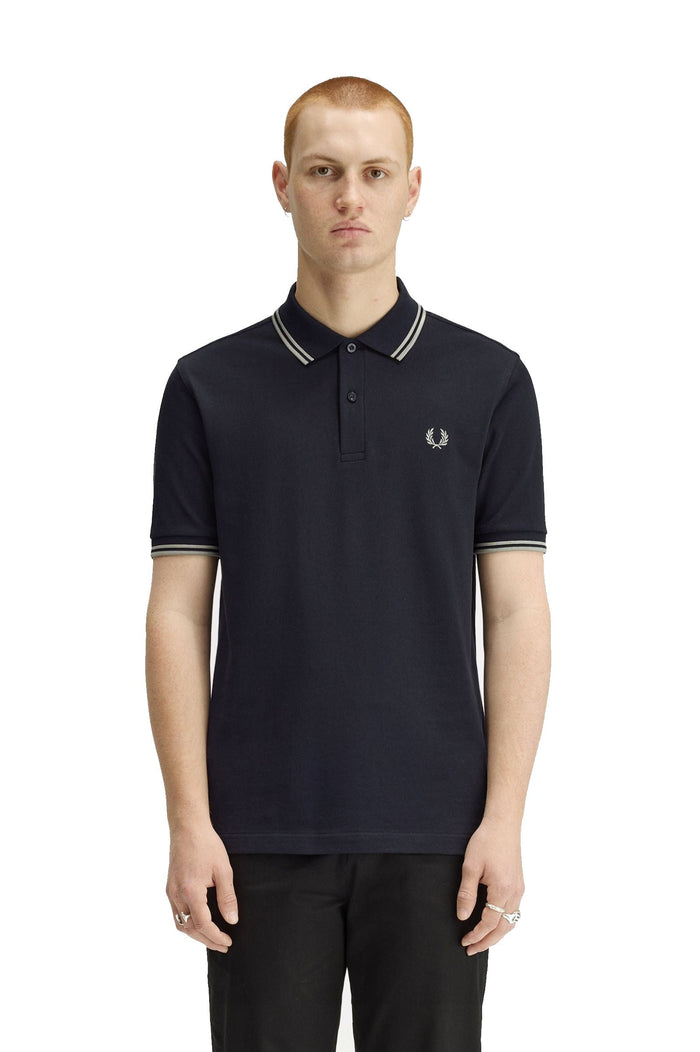 Fred Perry Slim Fit Twin Tipped Polo Navy / Seagrass / Seagrass
