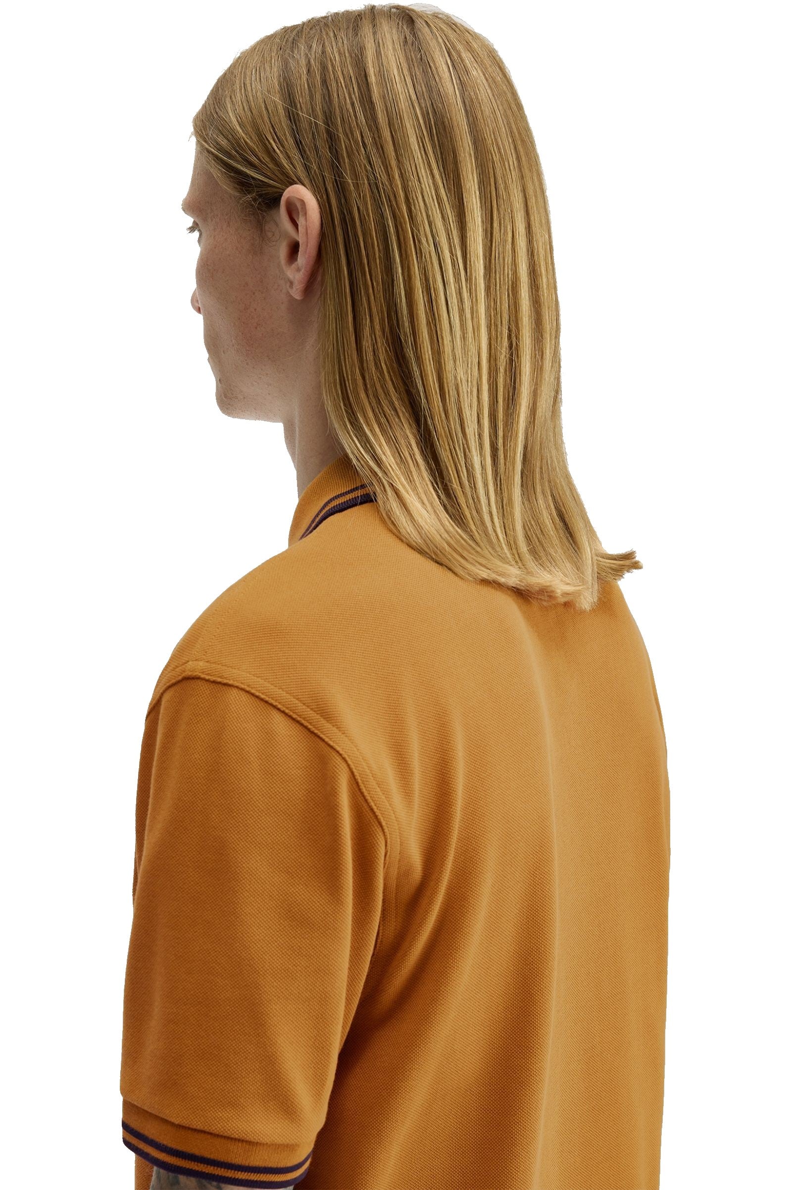 Fred Perry Slim Fit Twin Tipped Polo Dark Caramel / Navy / Navy