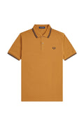 Fred Perry Slim Fit Twin Tipped Polo Dark Caramel / Navy / Navy