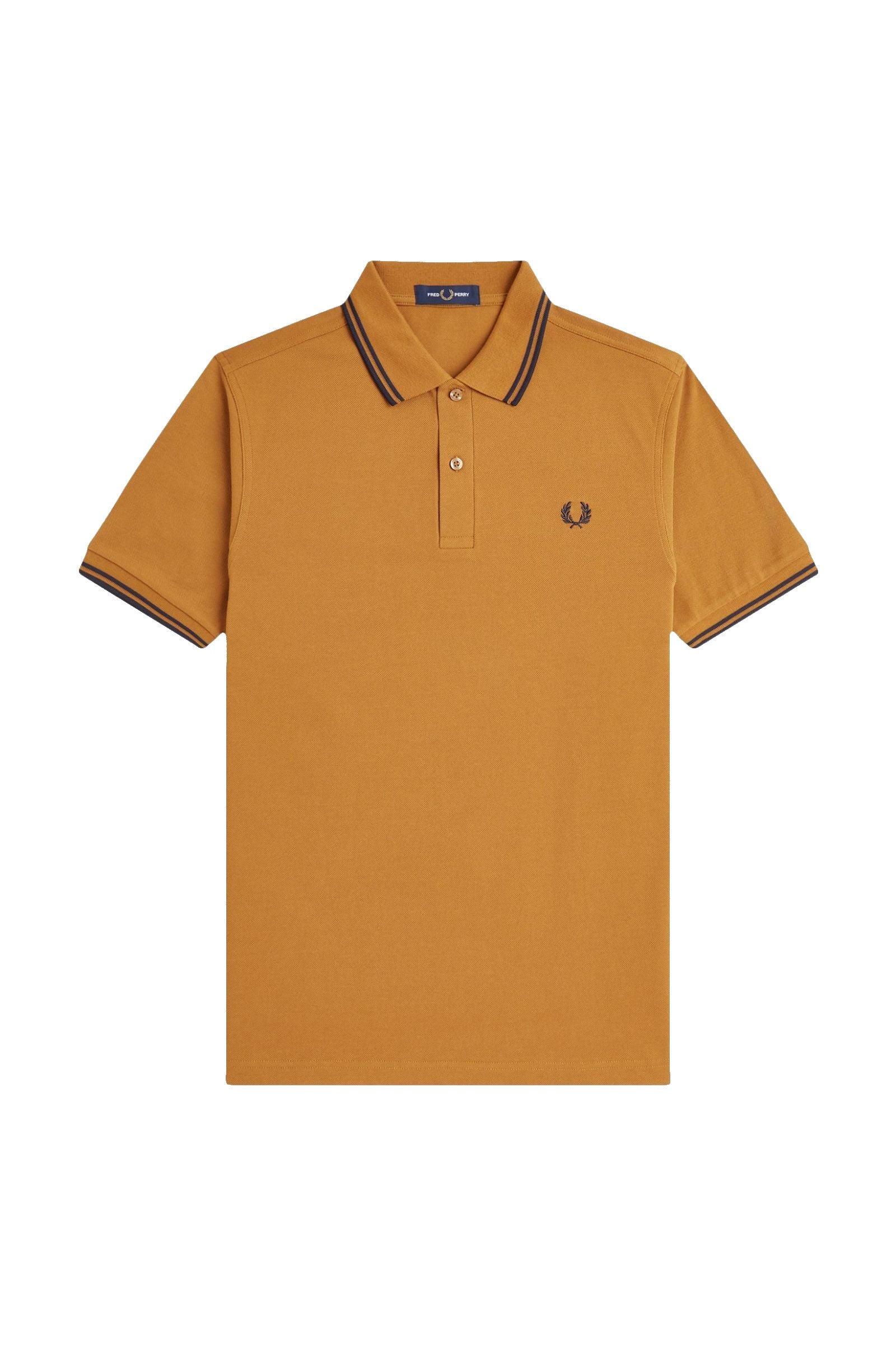 Fred Perry Slim Fit Twin Tipped Polo Dark Caramel / Navy / Navy