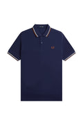 Fred Perry Slim Fit Twin Tipped Polo French Navy / Ecru / Whisky Brown