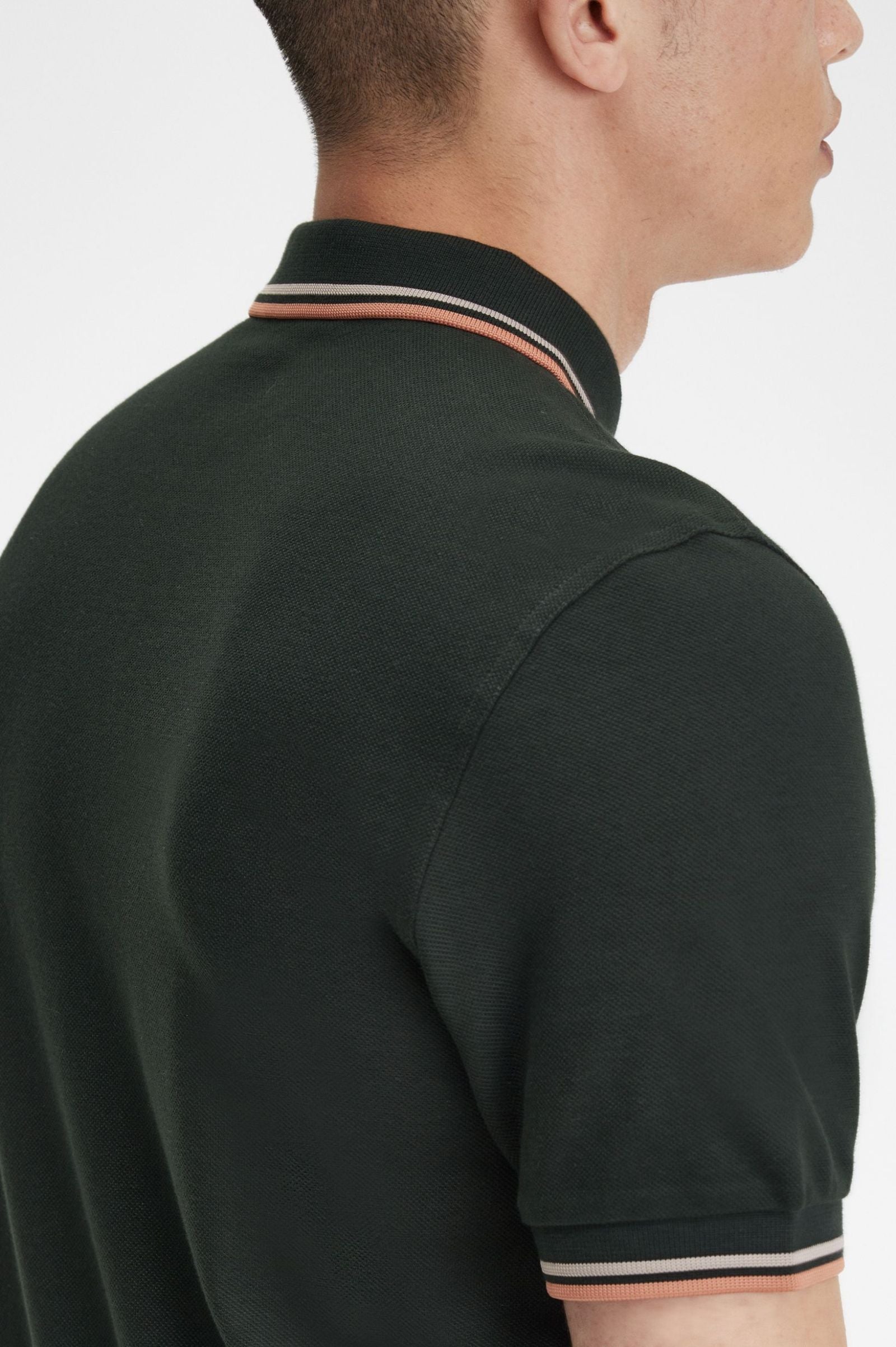 Fred Perry Slim Fit Twin Tipped Polo Night Green / Warm Grey / Light Rust