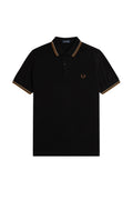Fred Perry Slim Fit Twin Tipped Polo Black / Warm Stone / Shaded Stone