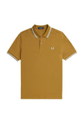 Fred Perry Slim Fit Twin Tipped Polo Dark Caramel / Snow White / Silver Blue