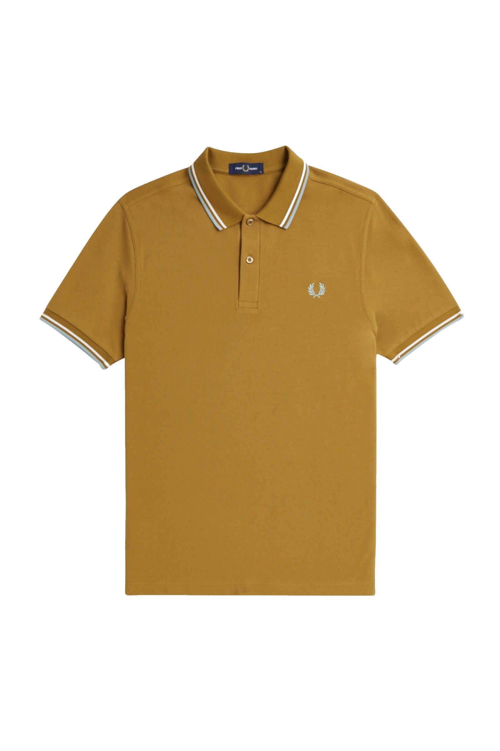Fred Perry Slim Fit Twin Tipped Polo Dark Caramel / Snow White / Silver Blue
