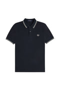 Fred Perry Slim Fit Twin Tipped Polo Navy / Silver Blue / Warm Grey