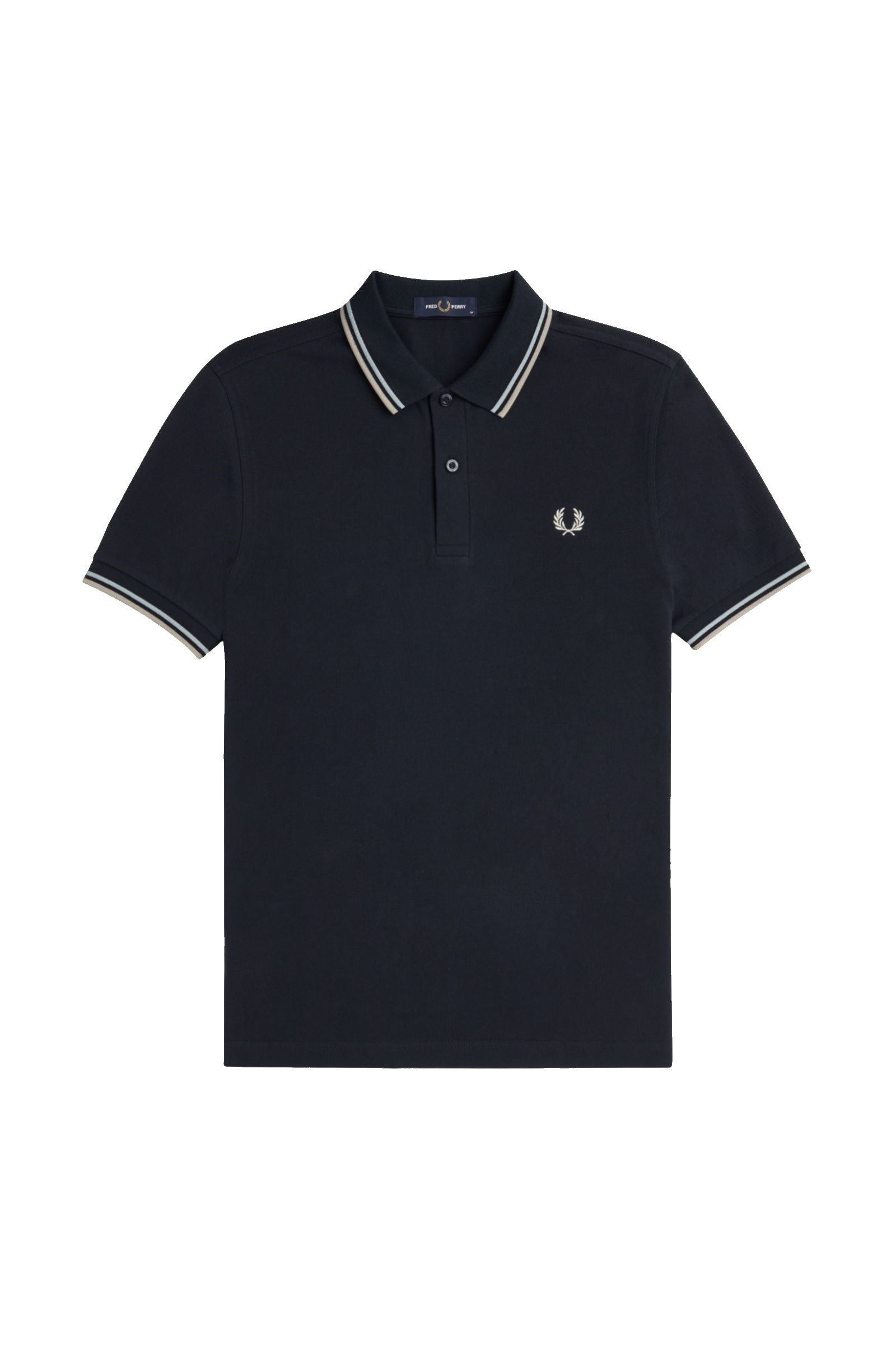 Fred Perry Slim Fit Twin Tipped Polo Navy / Silver Blue / Warm Grey