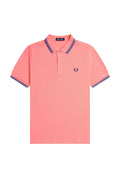 Fred Perry Slim Fit Twin Tipped Polo Coral Heat / Shaded Cobalt / Shaded Cobalt