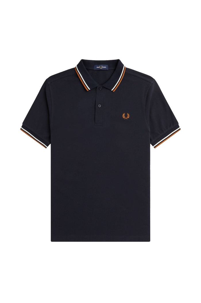 Fred Perry Slim Fit Twin Tipped Polo Navy / Ecru / Nut Flake