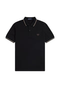 Fred Perry Slim Fit Twin Tipped Polo Black / Warm Grey / Carrington Brick