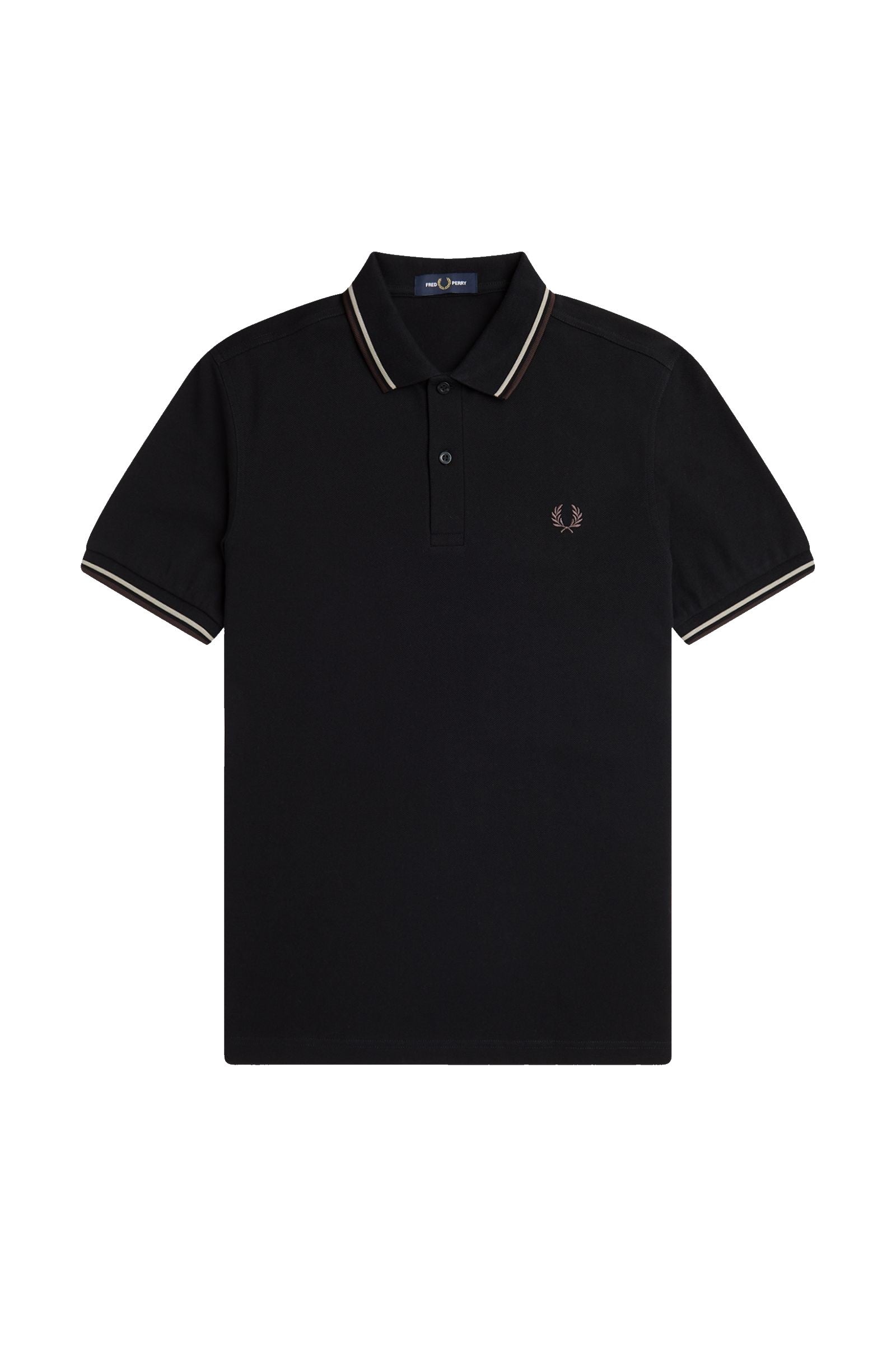 Fred Perry Slim Fit Twin Tipped Polo Black / Warm Grey / Carrington Brick