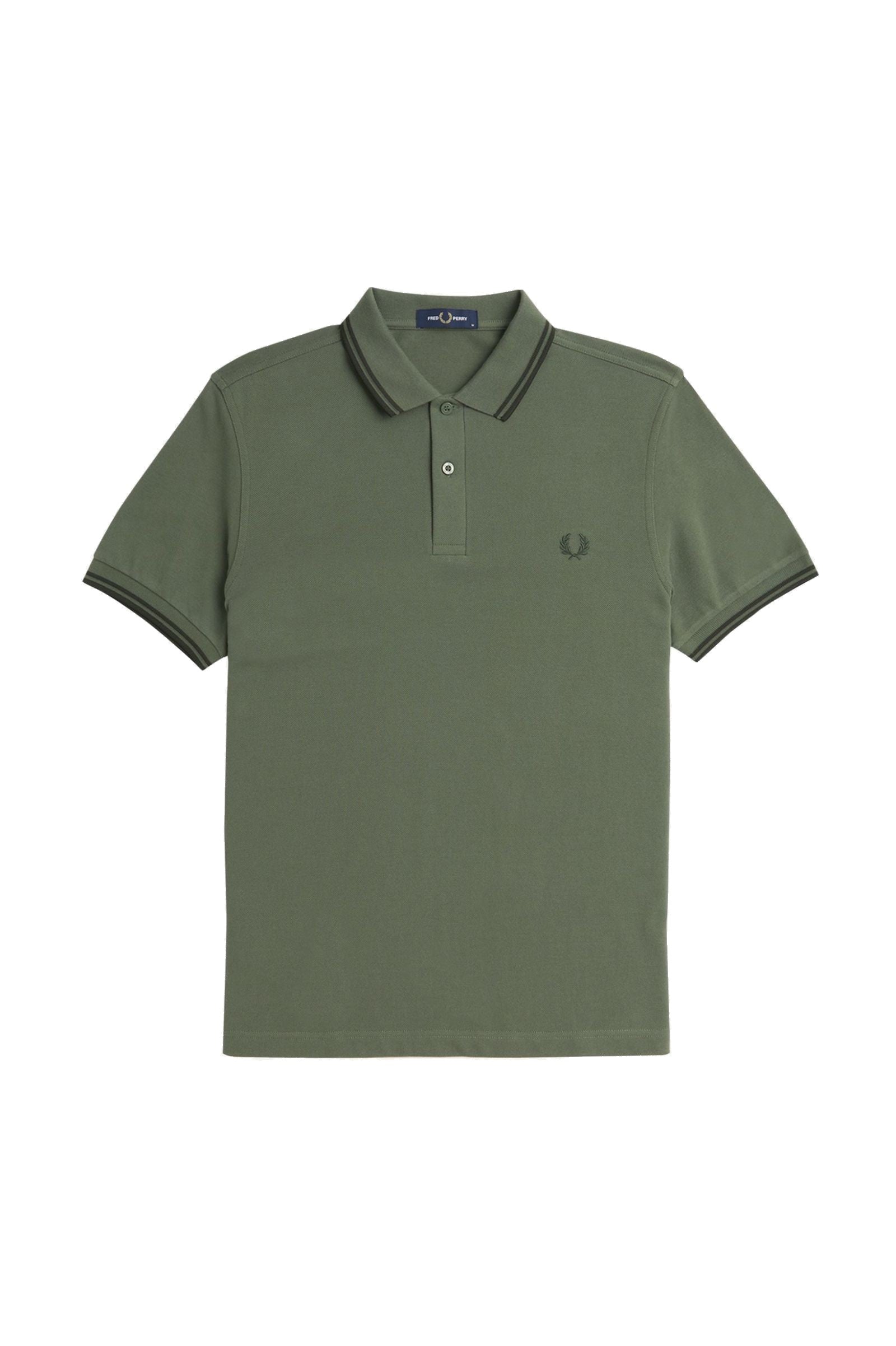Fred Perry Slim Fit Twin Tipped Polo Laurel Wreath Green / Night Green / Night Green