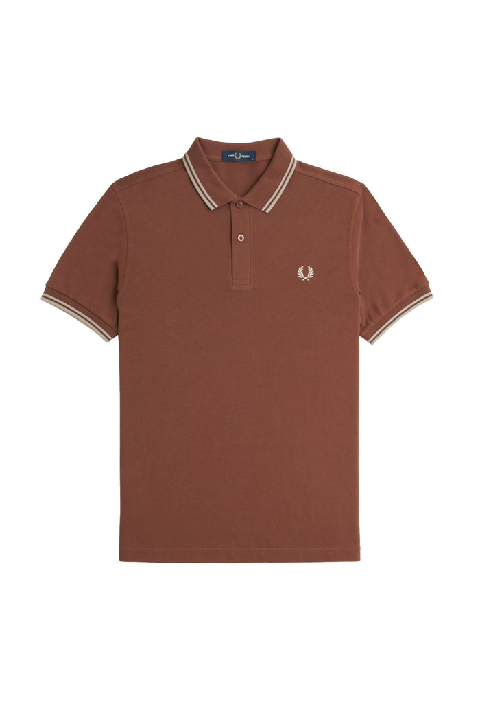 Fred Perry Slim Fit Twin Tipped Polo Whisky Brown / Porridge Marl / Porridge Marl