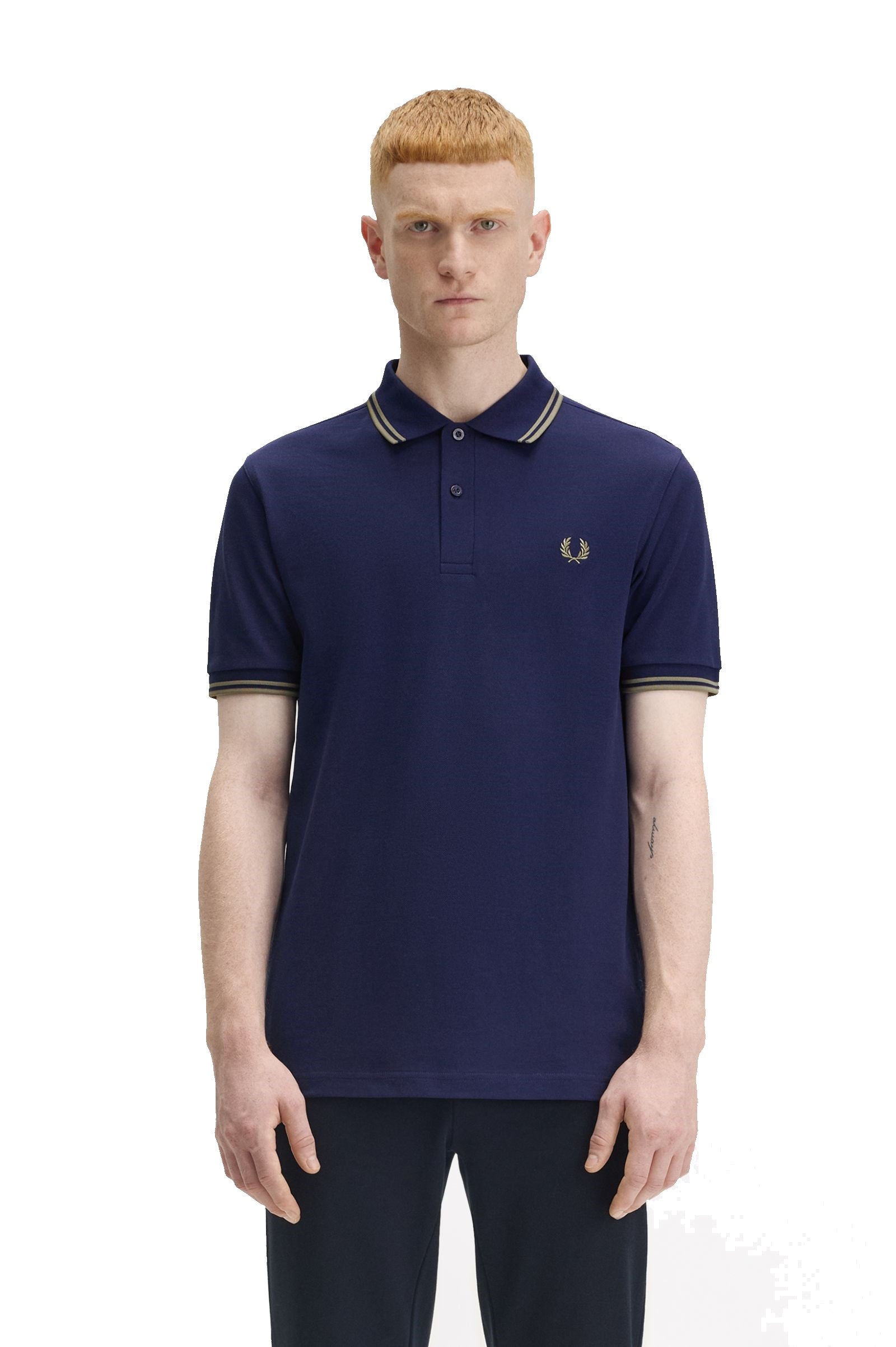 Fred Perry Slim Fit Twin Tipped Polo French Navy / Olive Mint / Olive Mint