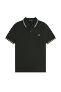 Fred Perry Slim Fit Twin Tipped Polo Night Green / Light Ecru / Olive Mint