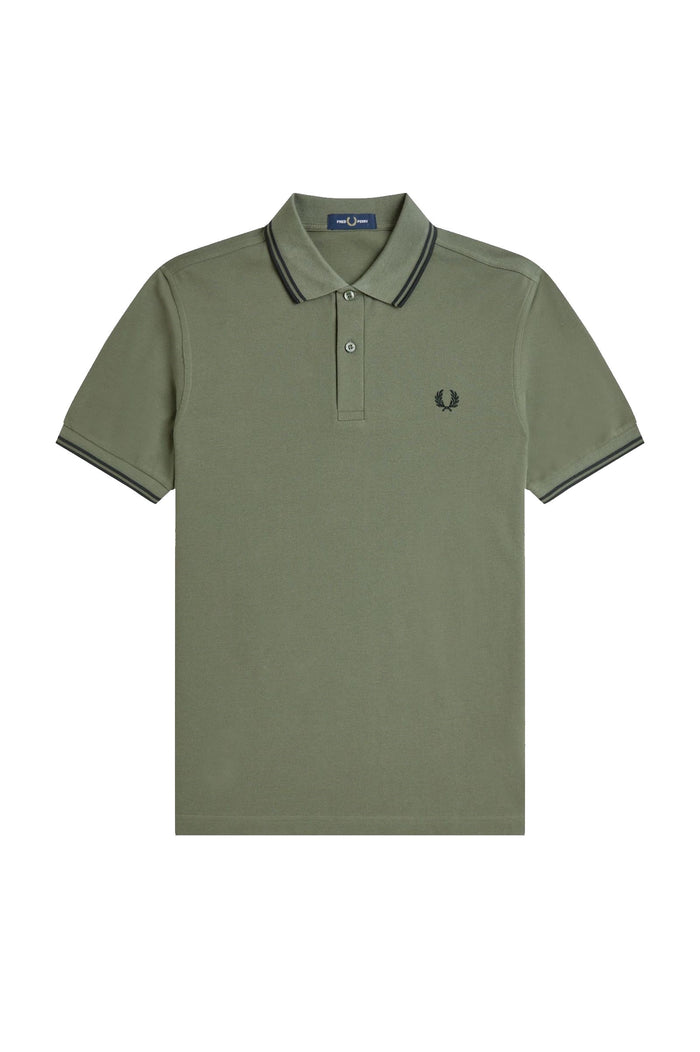 Fred Perry Slim Fit Twin Tipped Polo Laurel Wreath Green / Black / Black