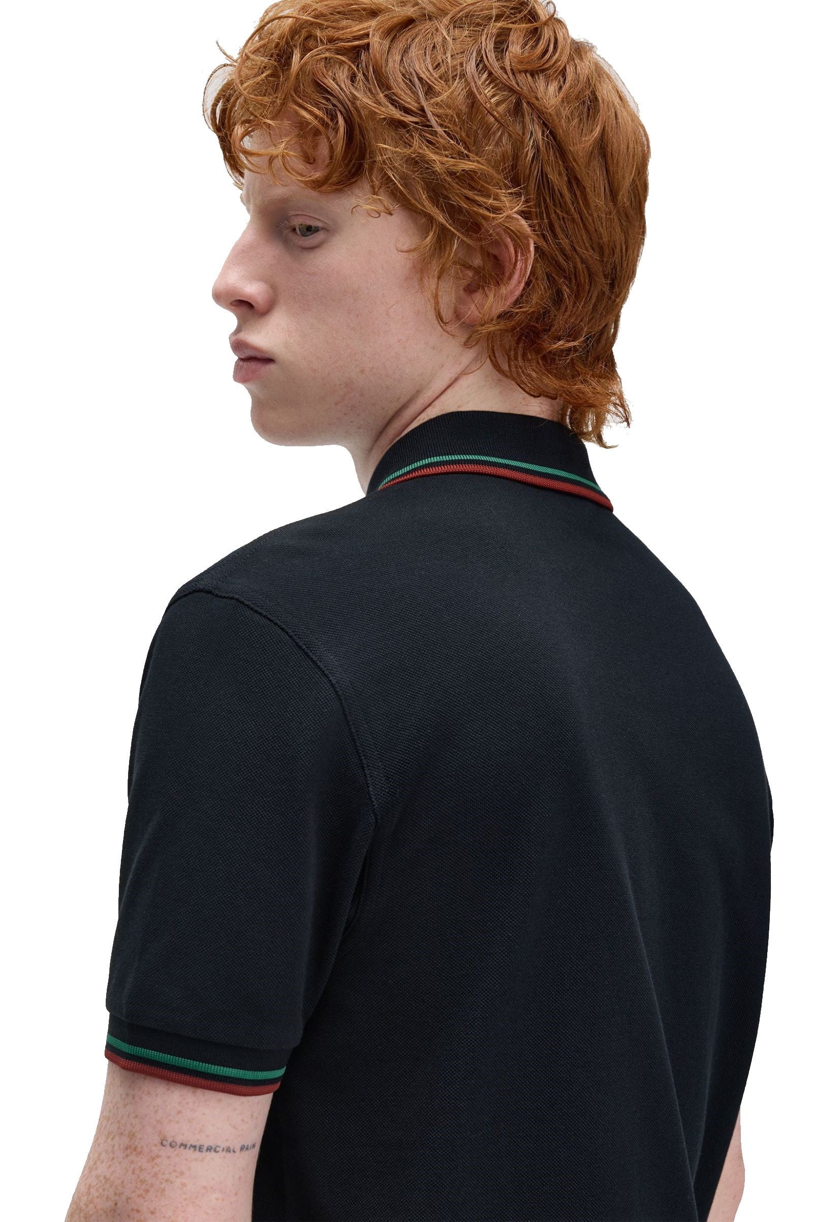 Fred Perry Slim Fit Twin Tipped Polo Navy / Sport Green / Burnt Red
