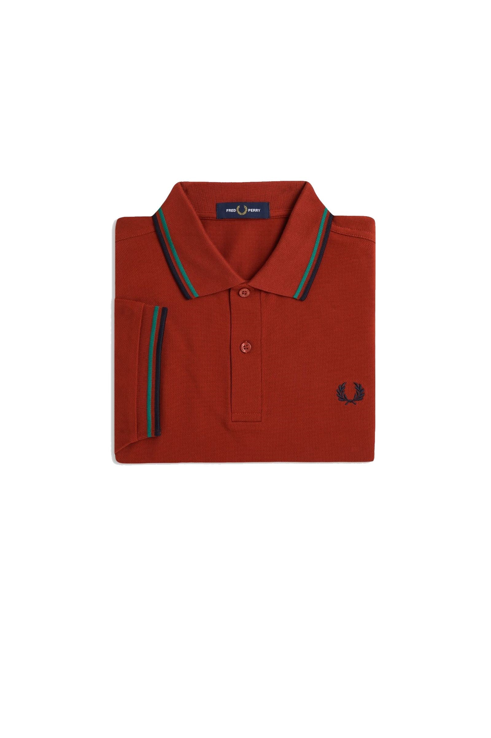 Fred Perry Slim Fit Twin Tipped Polo Burnt Red / Sport Green / Navy