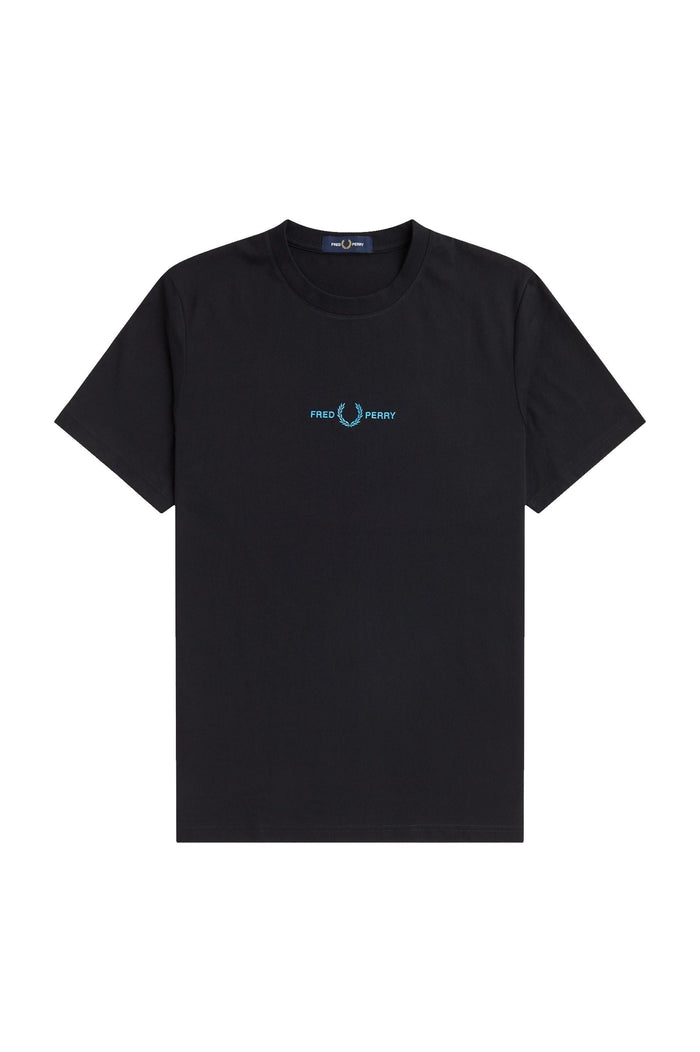 Fred Perry Embroidered Logo T-Shirt Black Aqua