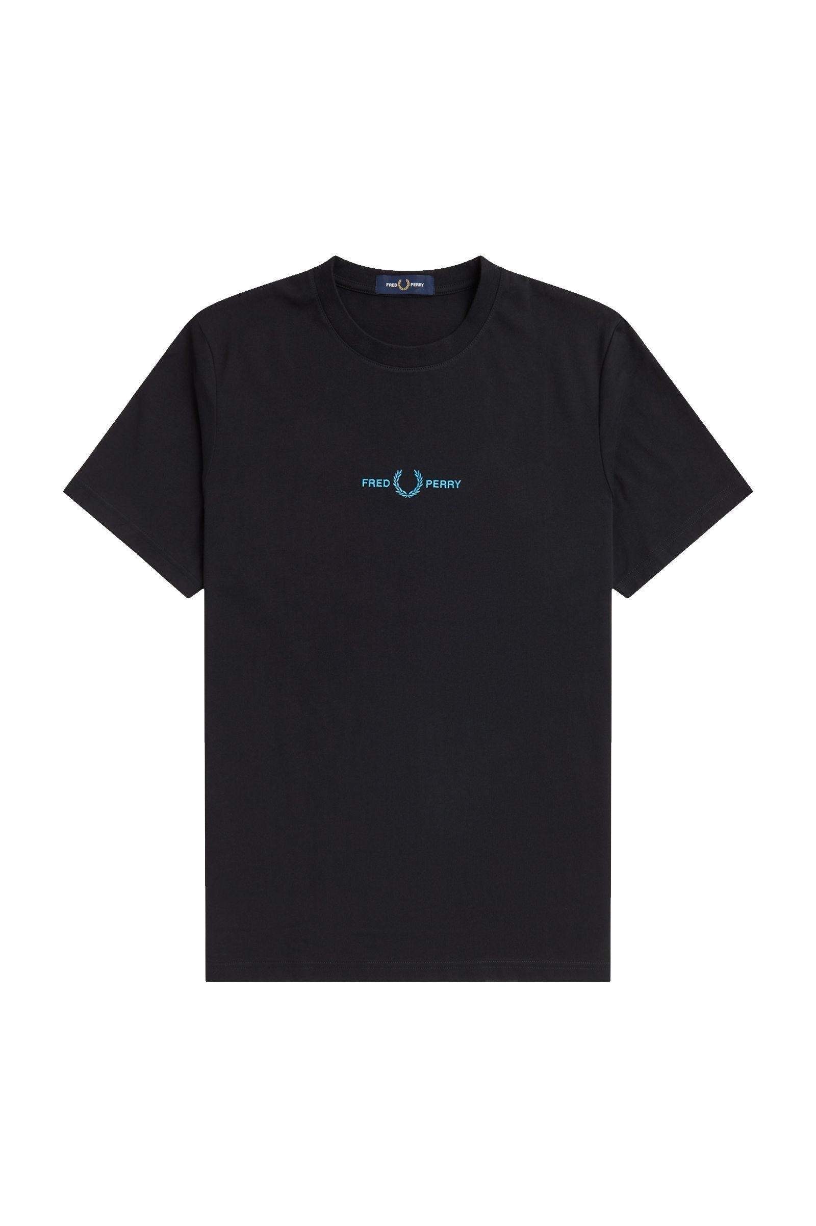 Fred Perry Embroidered Logo T-Shirt Black Aqua