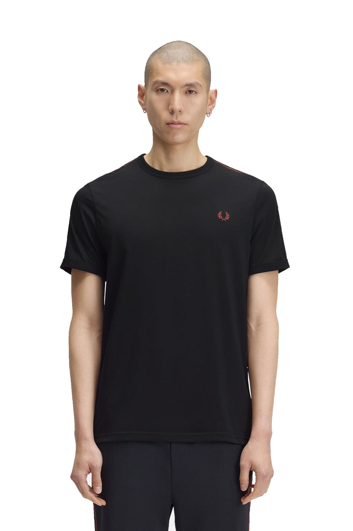 Fred Perry Contrast Tape Ringer T-Shirt Black