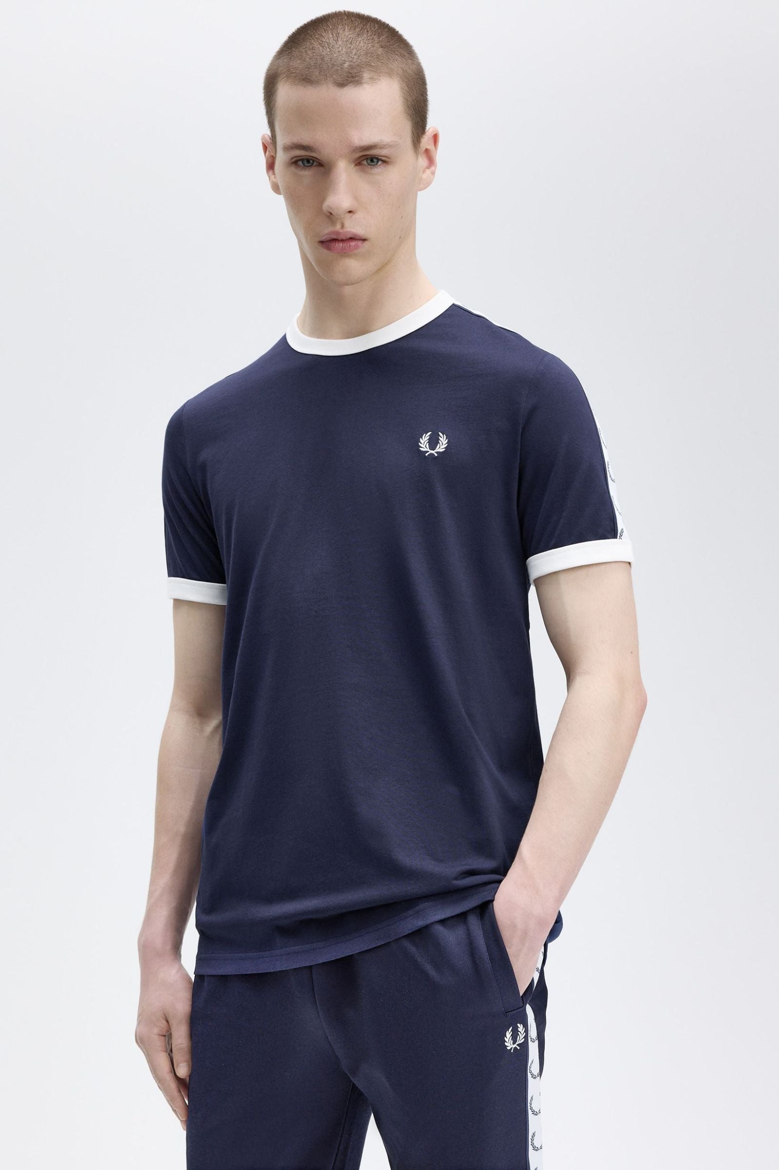 Fred Perry Taped Ringer T-Shirt M4620 Carbon Blue