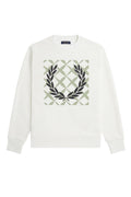 Fred Perry Crew Sweat Graphic Cross Stitch White
