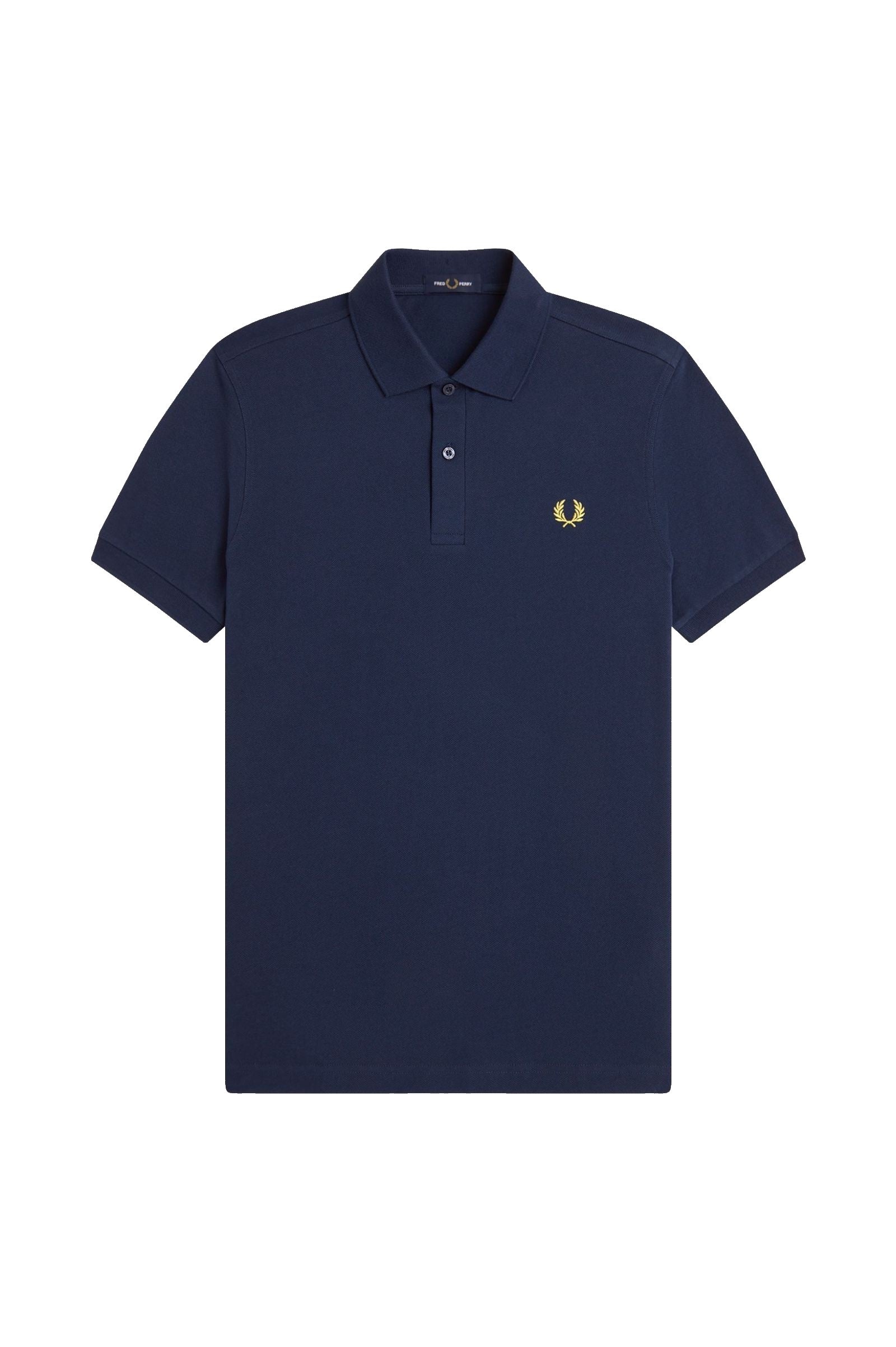 Fred Perry Slim Fit Plain Polo Tennis Blue / Lemon Barley