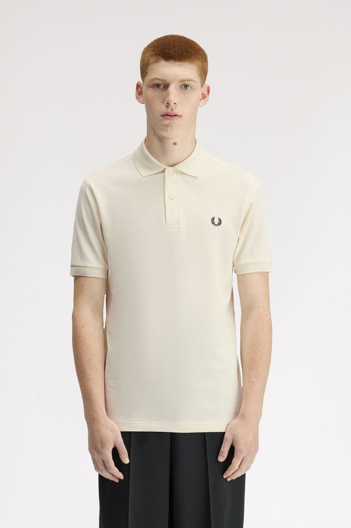 Fred Perry Slim Fit Plain Polo Ecru / Grassroots