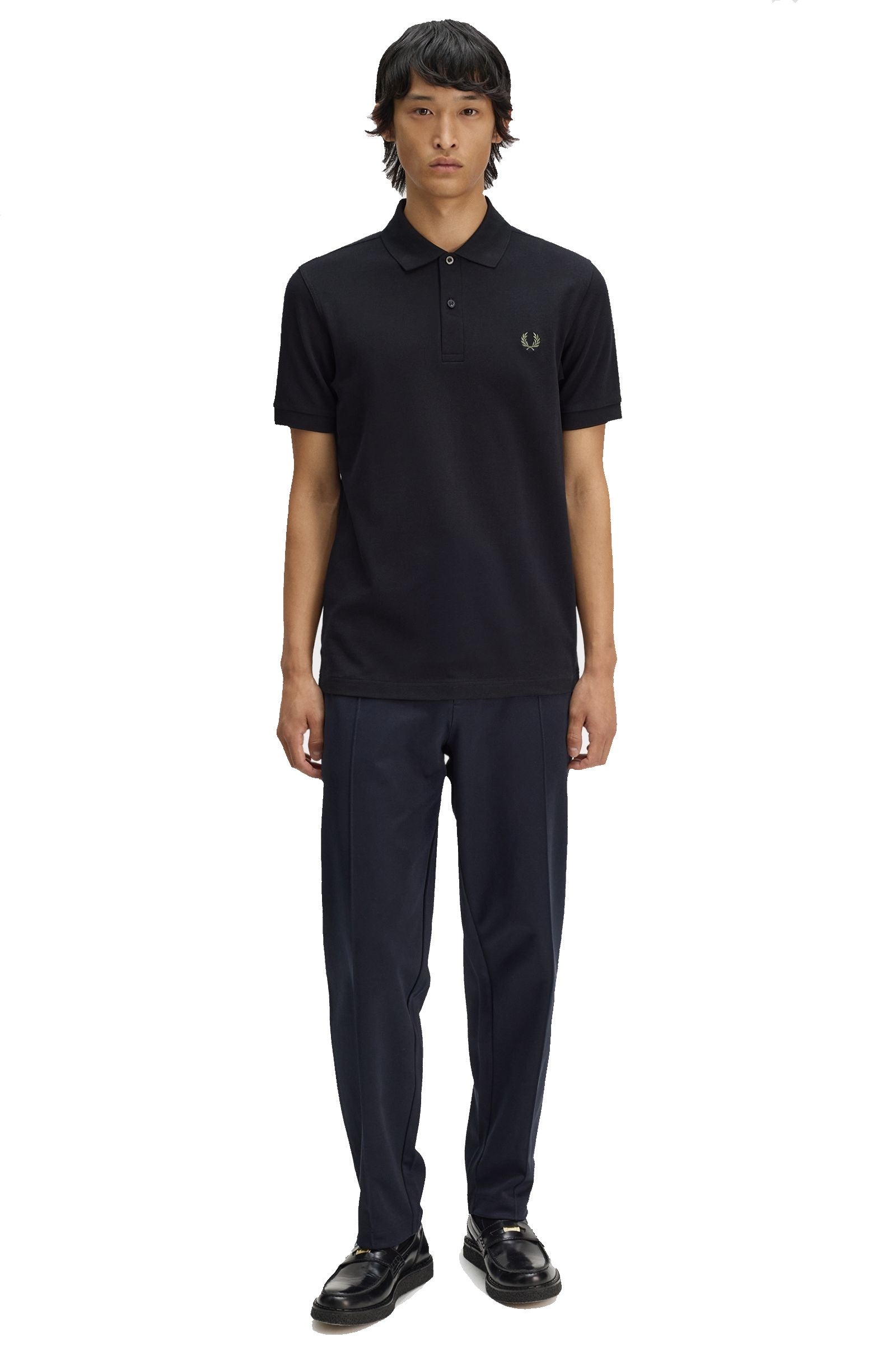 Fred Perry Slim Fit Plain Polo Black / Laurel Wreath Green