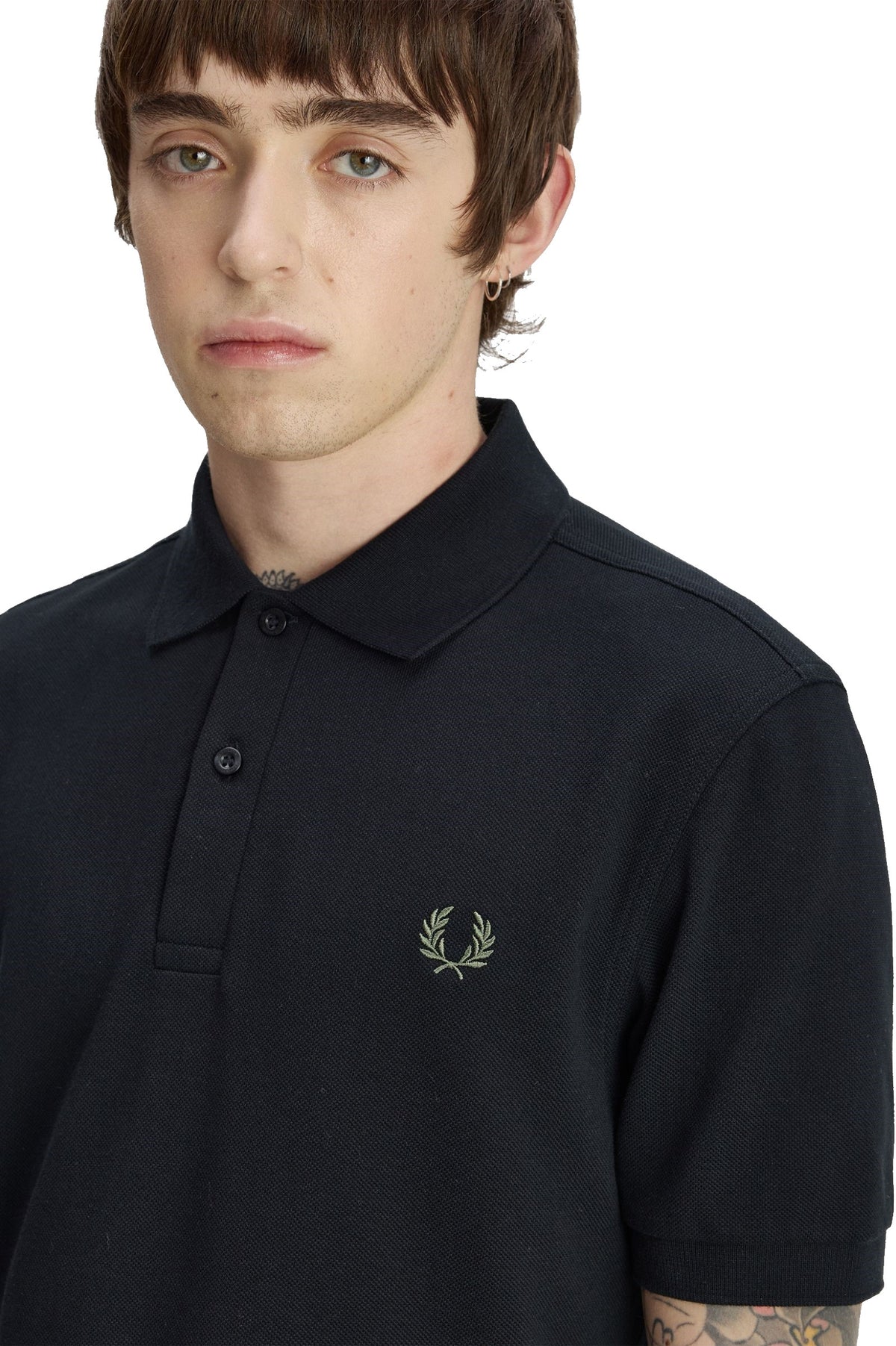 Fred Perry Slim Fit Plain Polo Black / Laurel Wreath Green