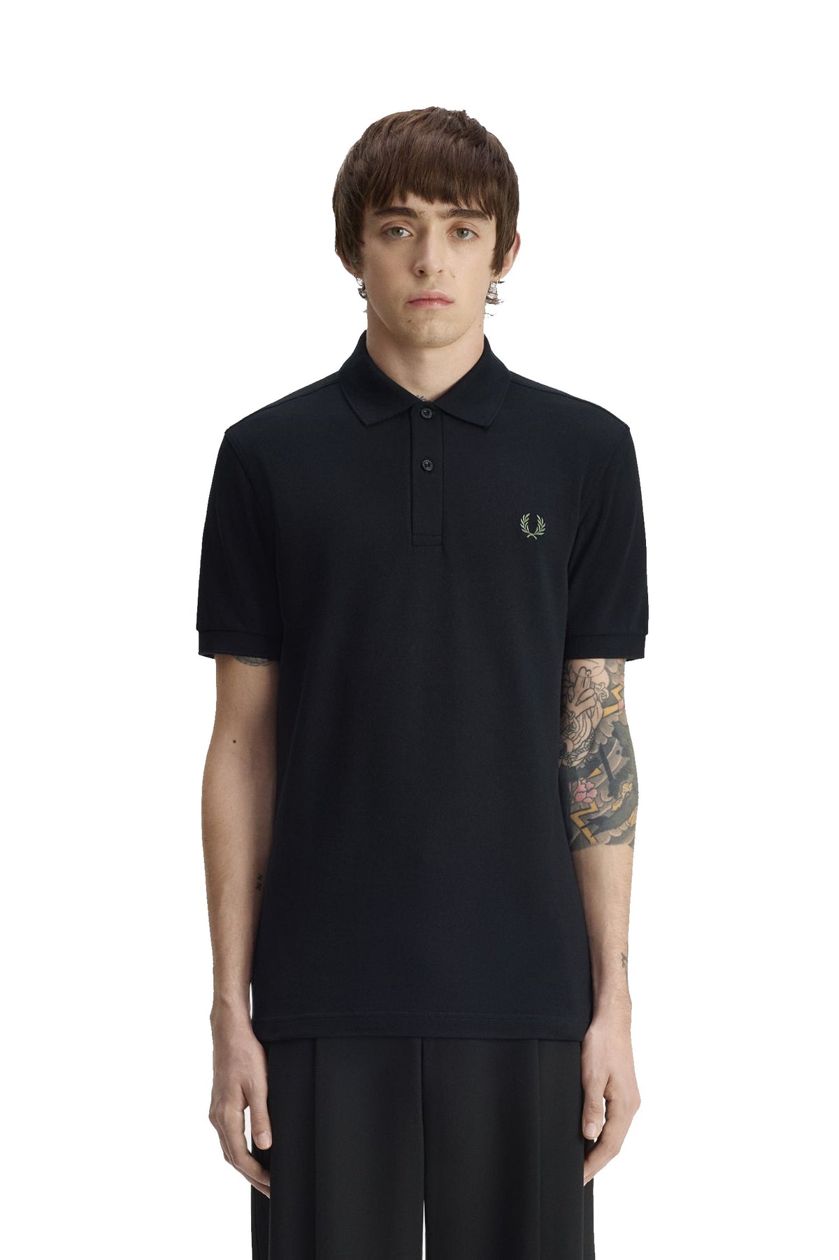 Fred Perry Slim Fit Plain Polo Black / Laurel Wreath Green