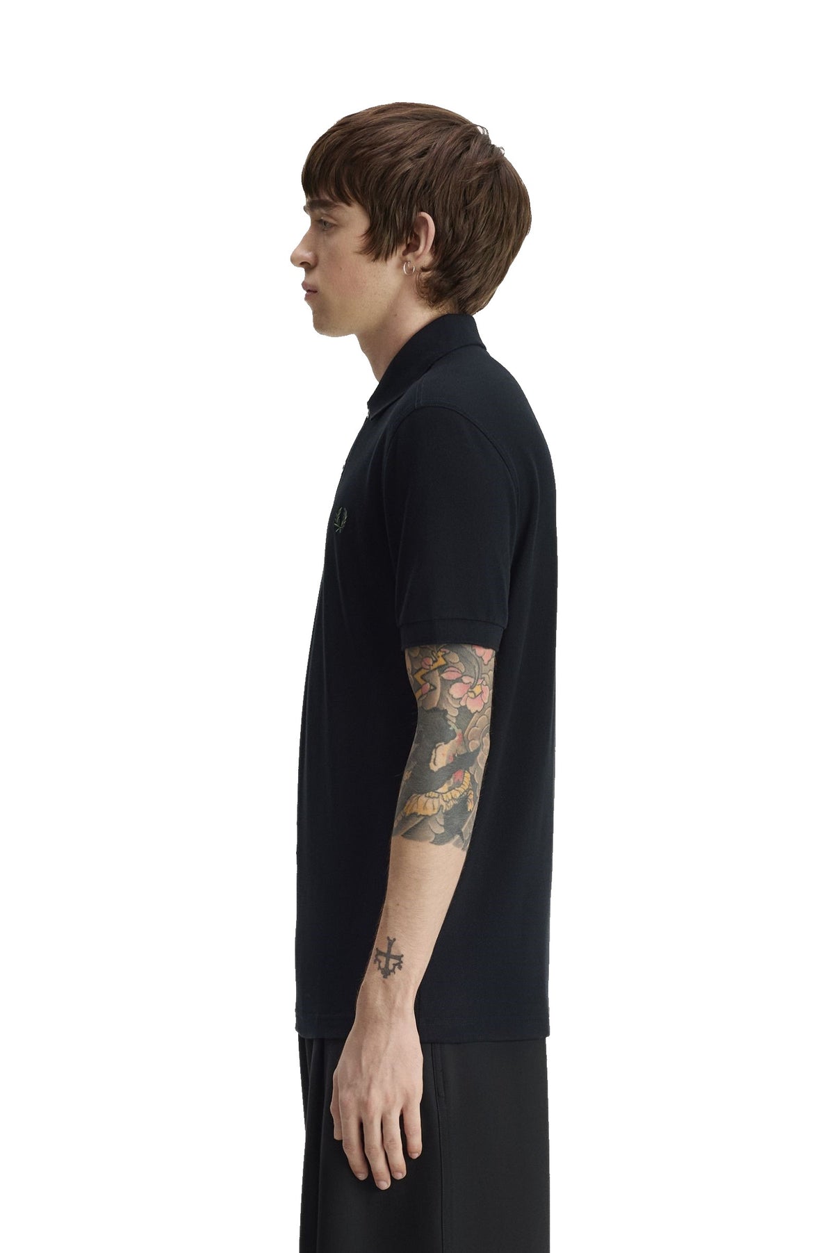 Fred Perry Slim Fit Plain Polo Black / Laurel Wreath Green