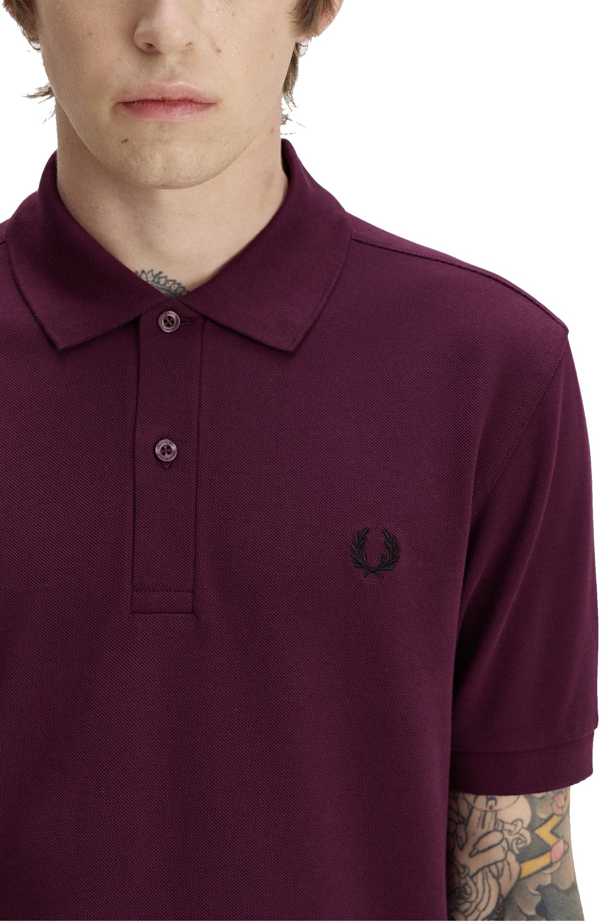 Fred Perry Slim Fit Plain Polo Plum / Black