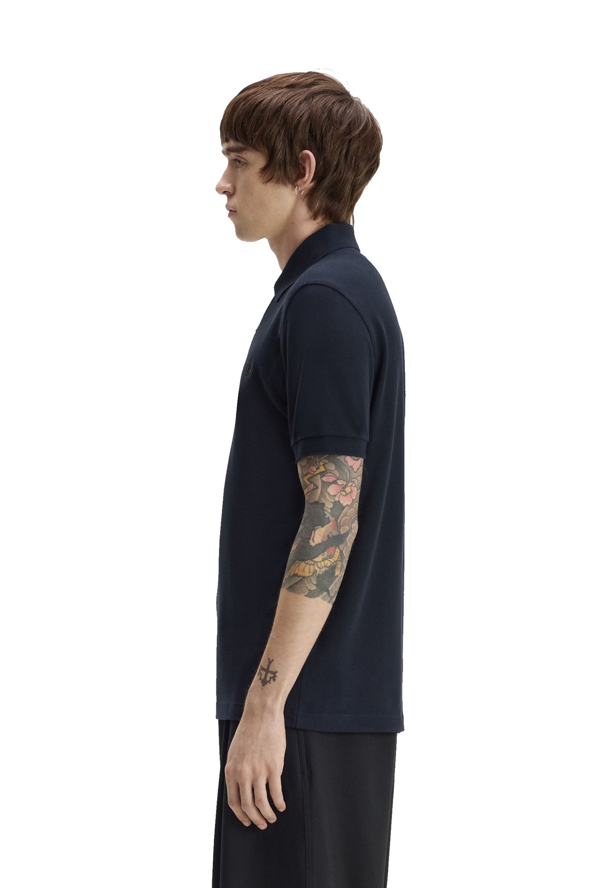 Fred Perry Slim Fit Plain Polo Navy / Rich Brown