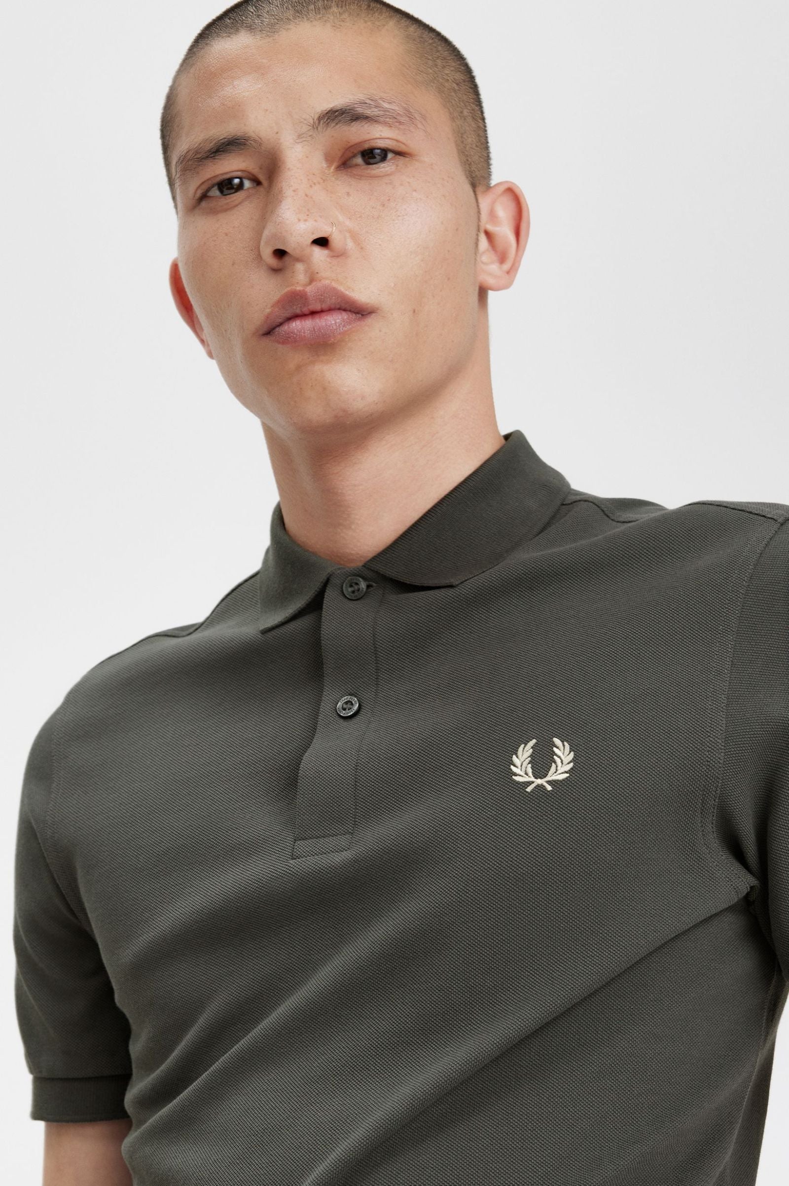 Fred Perry Slim Fit Plain Polo Field Green / Oatmeal