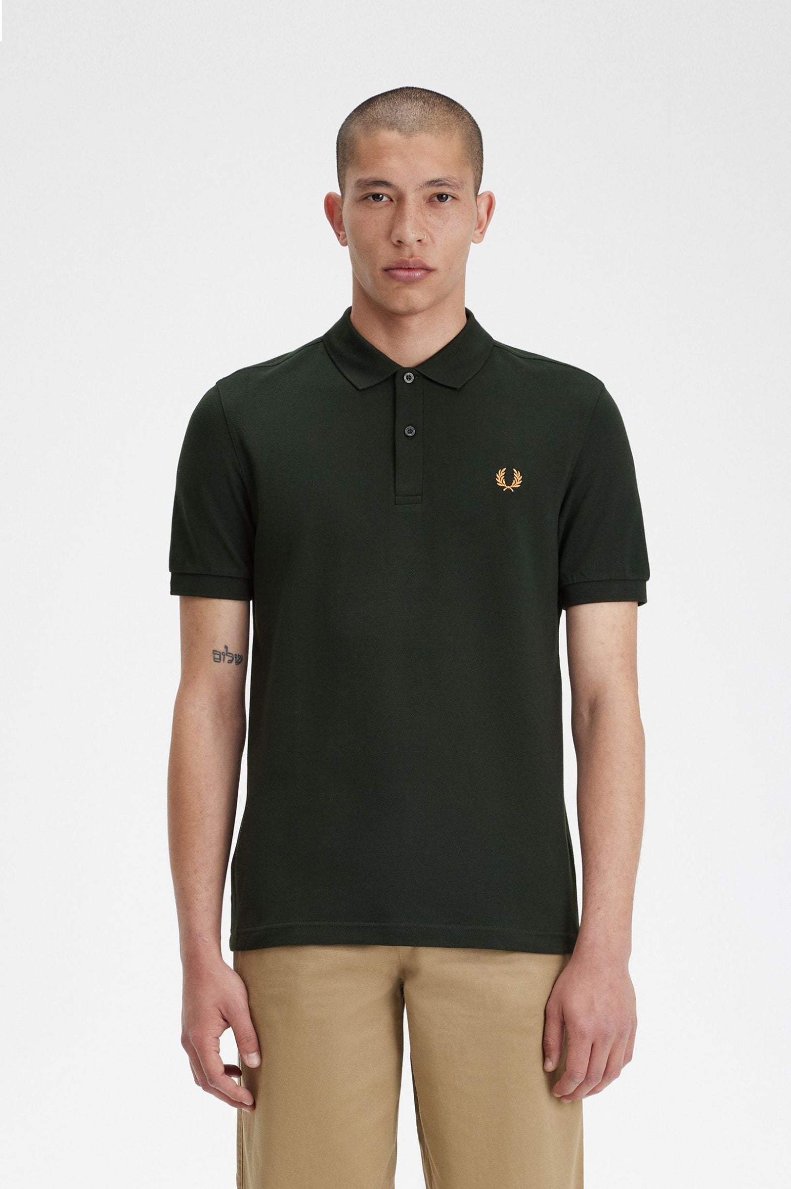 Fred Perry Slim Fit Plain Polo Night Green / Light Rust