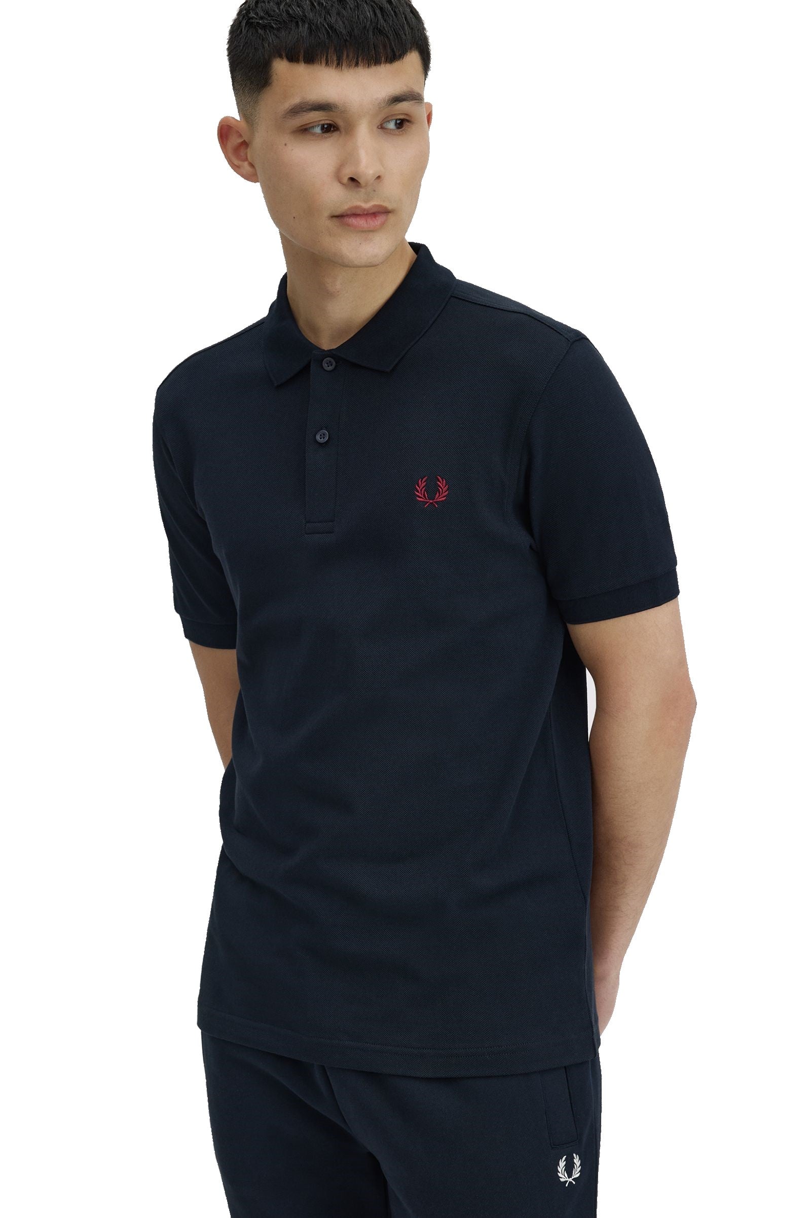 Fred Perry Slim Fit Plain Polo Navy / Burnt Red