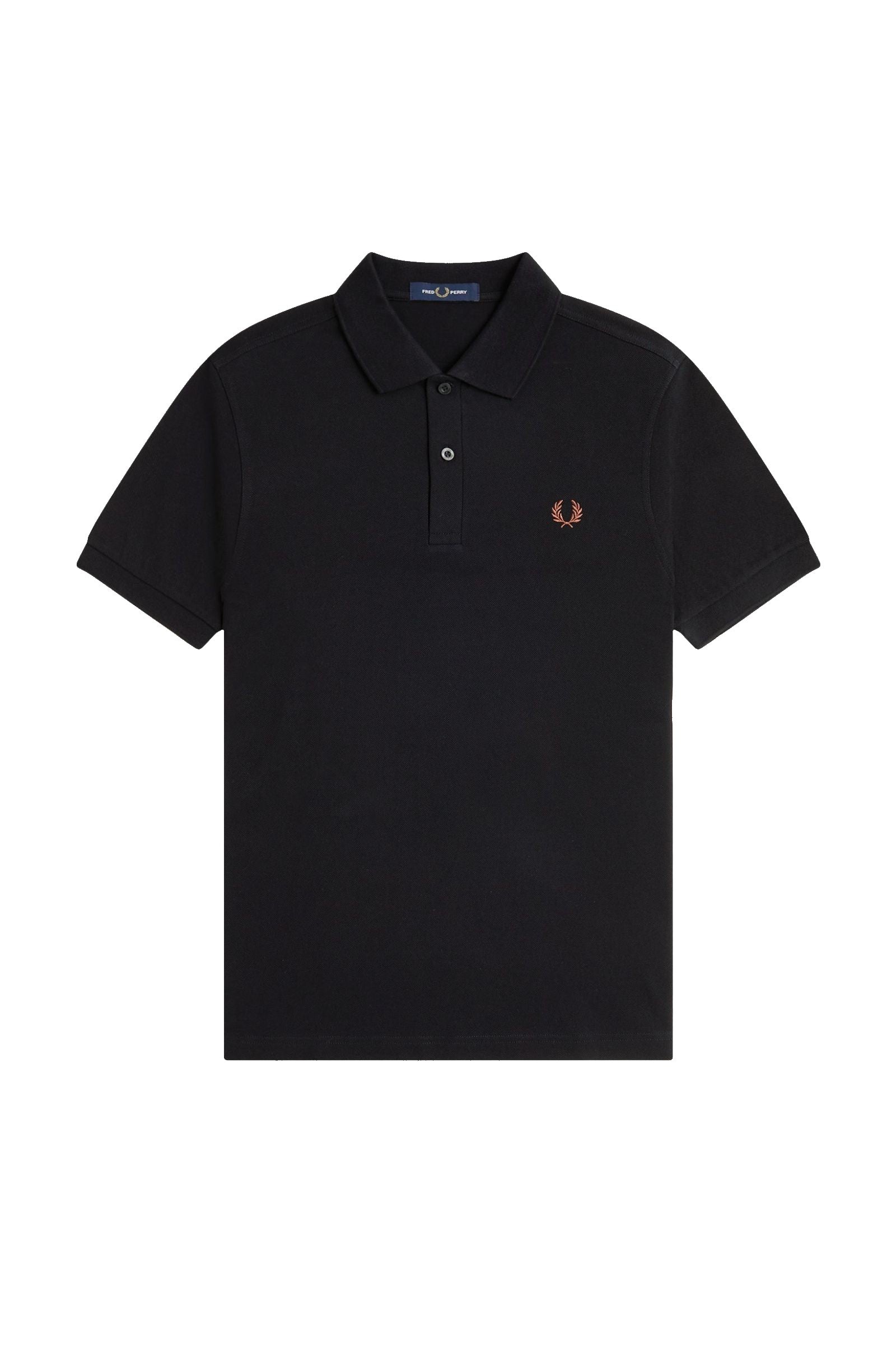 Fred Perry Slim Fit Plain Polo Black / Whisky Brown