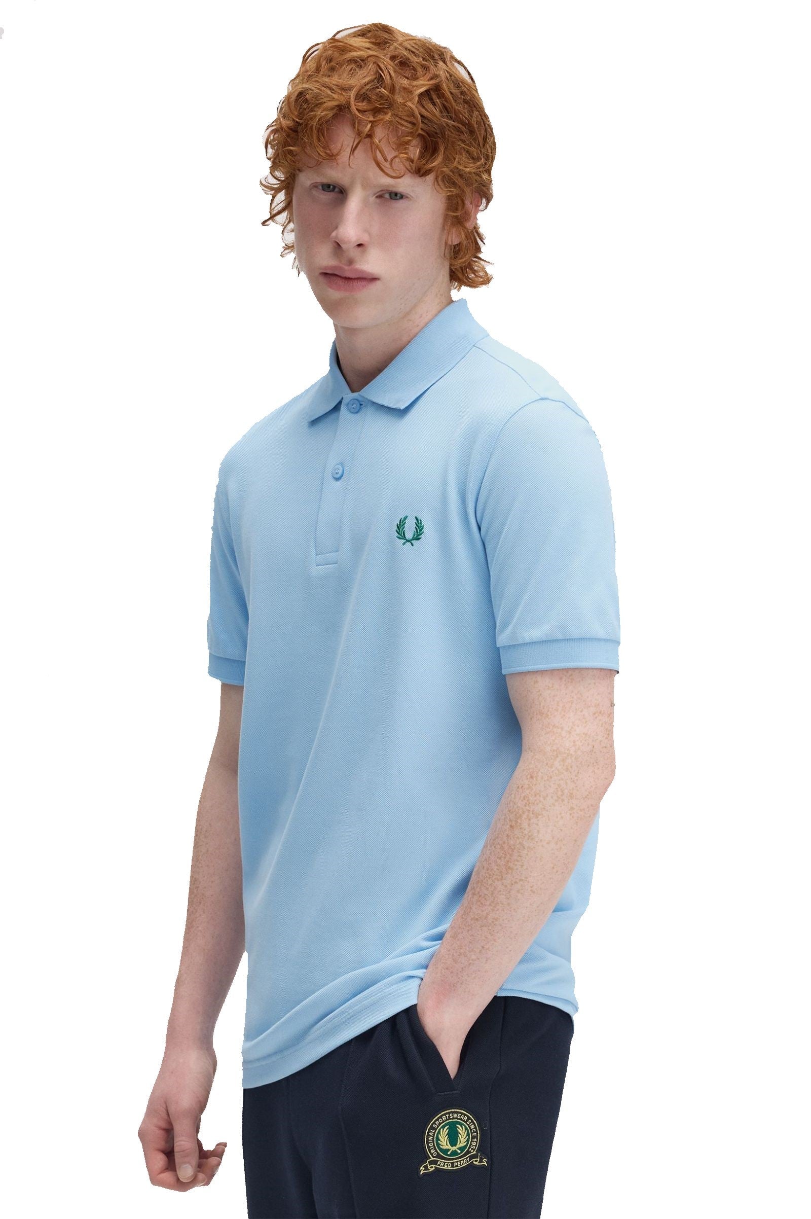 Fred Perry Slim Fit Plain Polo Track Blue / Sport Green