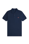 Fred Perry Slim Fit Plain Polo Tennis Blue / Flamingo Tan